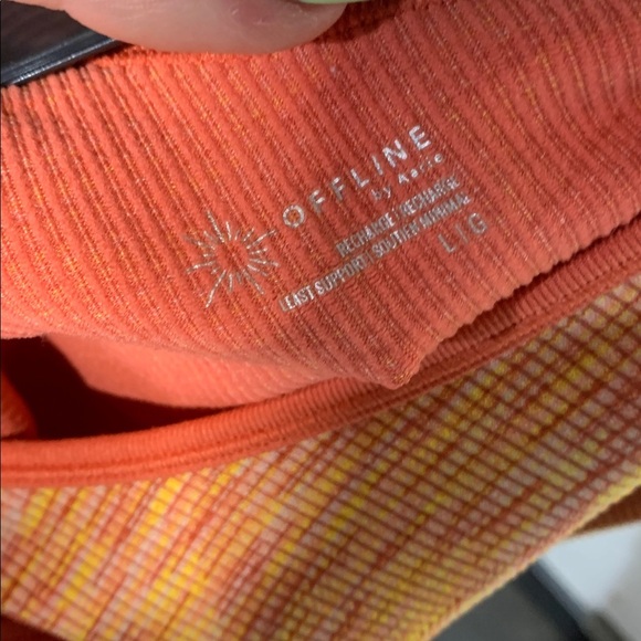 AERIE OFFLINE WOMENS ONE SHOULDER SEAMLESS SPORTS BRA ORANGE LARGE - Picture 2 of 4